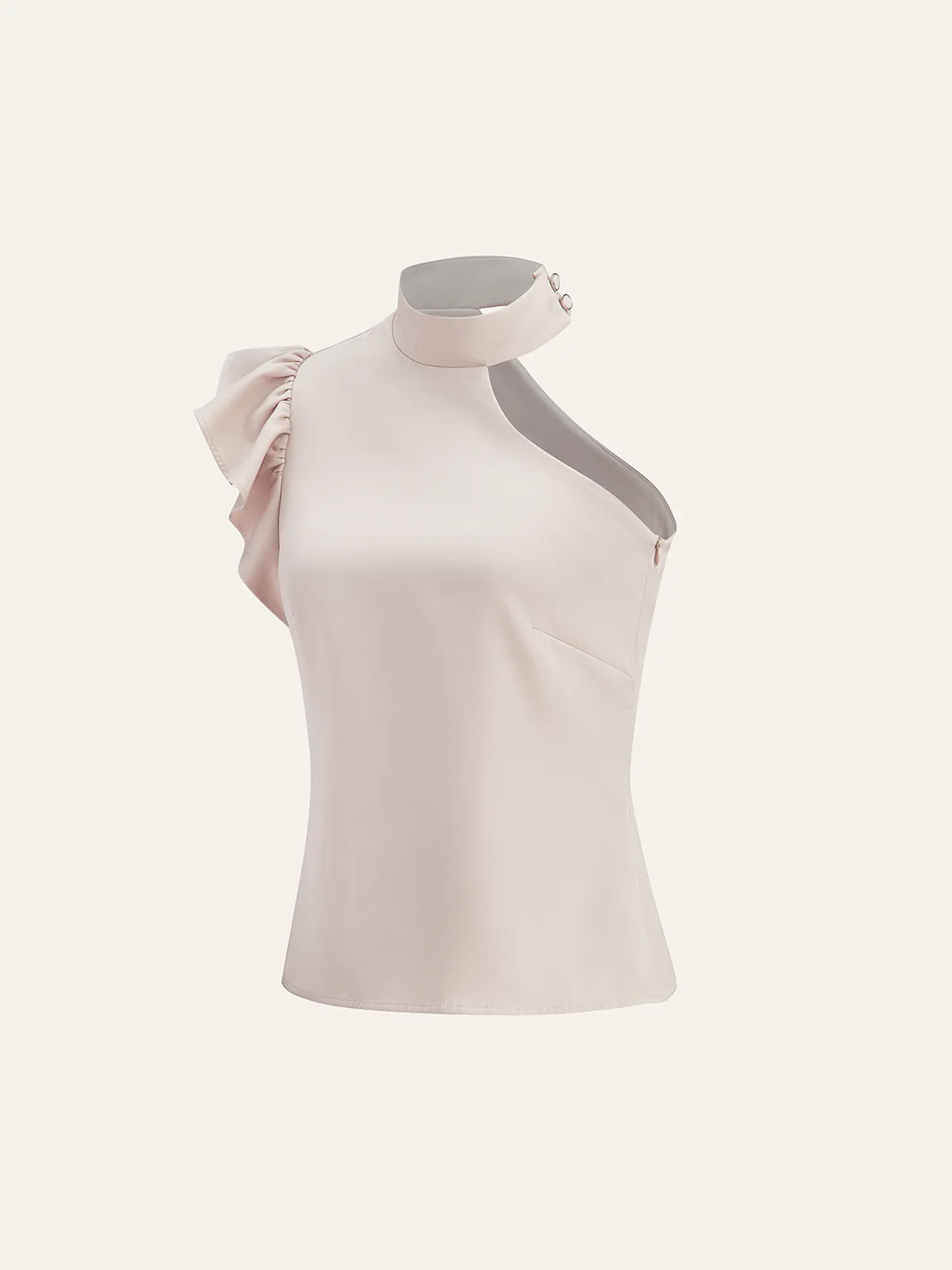 One-Shoulder Ruffled Top and Double-Button Pants Set sold by COMMENSE product image thumbnail 3