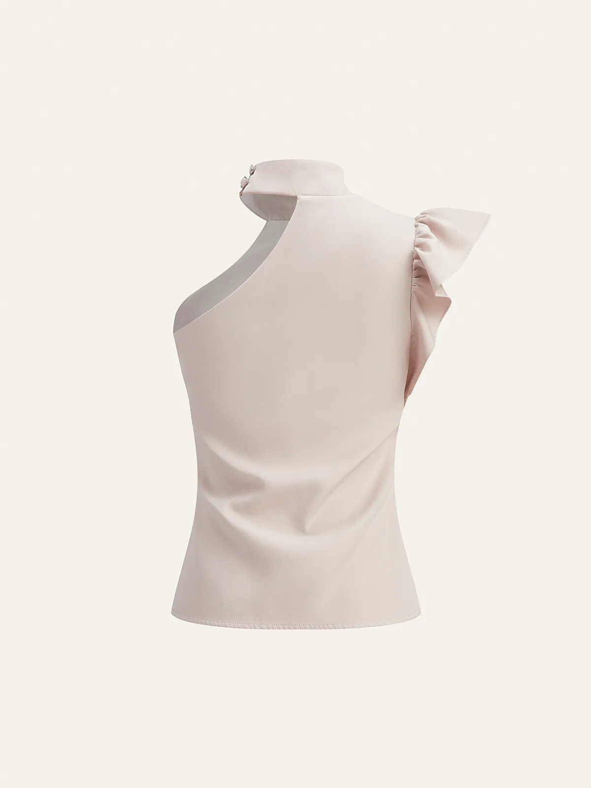 One-Shoulder Ruffled Top and Double-Button Pants Set sold by COMMENSE product image thumbnail 4