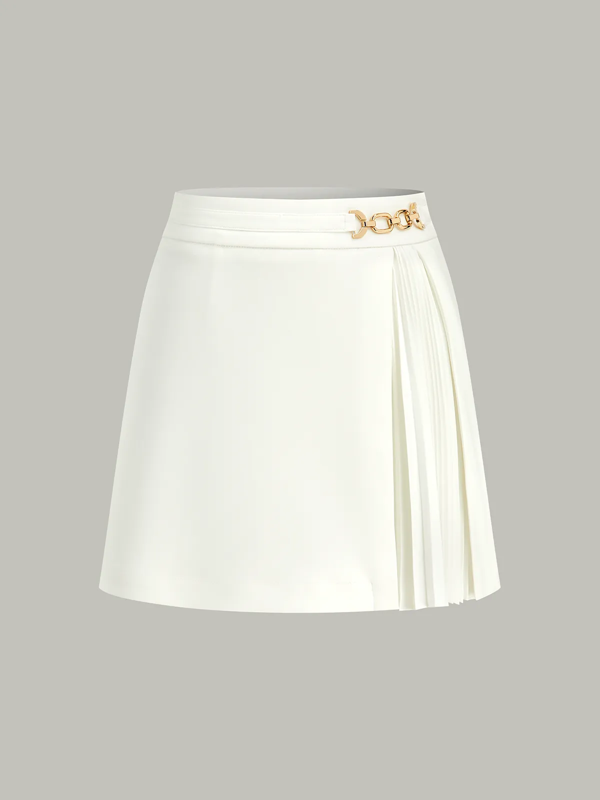 Metal Chain Pleated Mini Skirt sold by COMMENSE