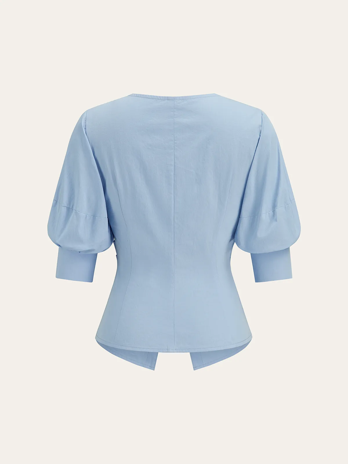 Asymmetric Metal Button Puff-Sleeve Shirt sold by COMMENSE product image thumbnail 2