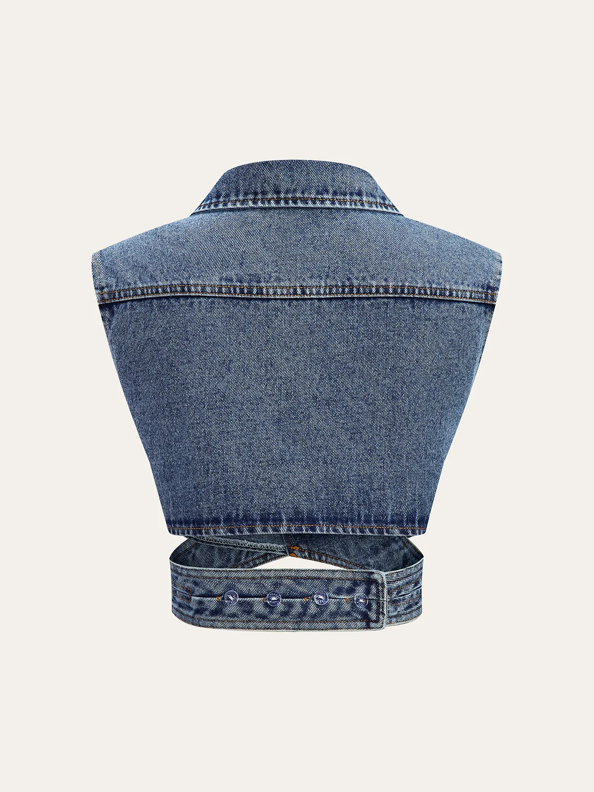 Asymmetric Wrap Denim Lapel Crop Vest sold by COMMENSE product image thumbnail 3