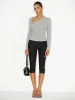 Asymmetric Neckline Ruched Long Sleeve Blouse sold by COMMENSE