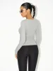 Asymmetric Neckline Ruched Long Sleeve Blouse sold by COMMENSE