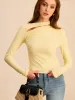 Asymmetric Cut-Out Ruched Long Sleeve Blouse sold by COMMENSE