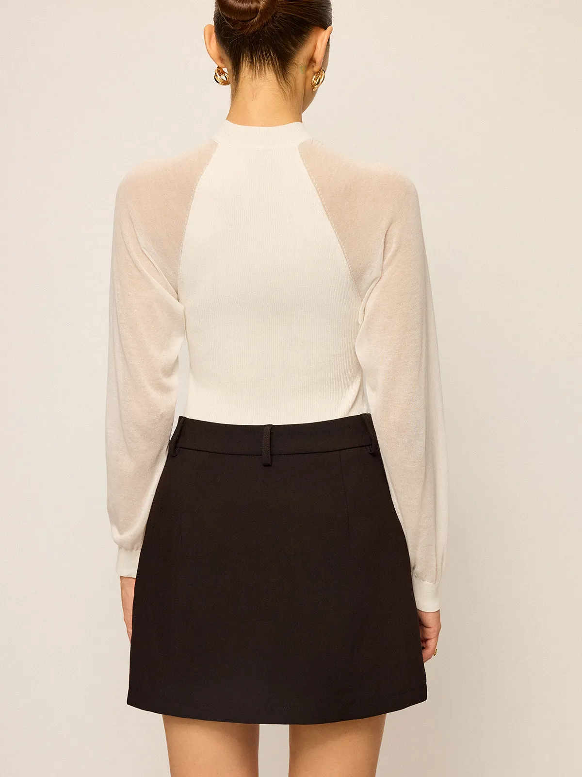 Sheer-Sleeved Cotton Knit Top sold by COMMENSE product image thumbnail 4