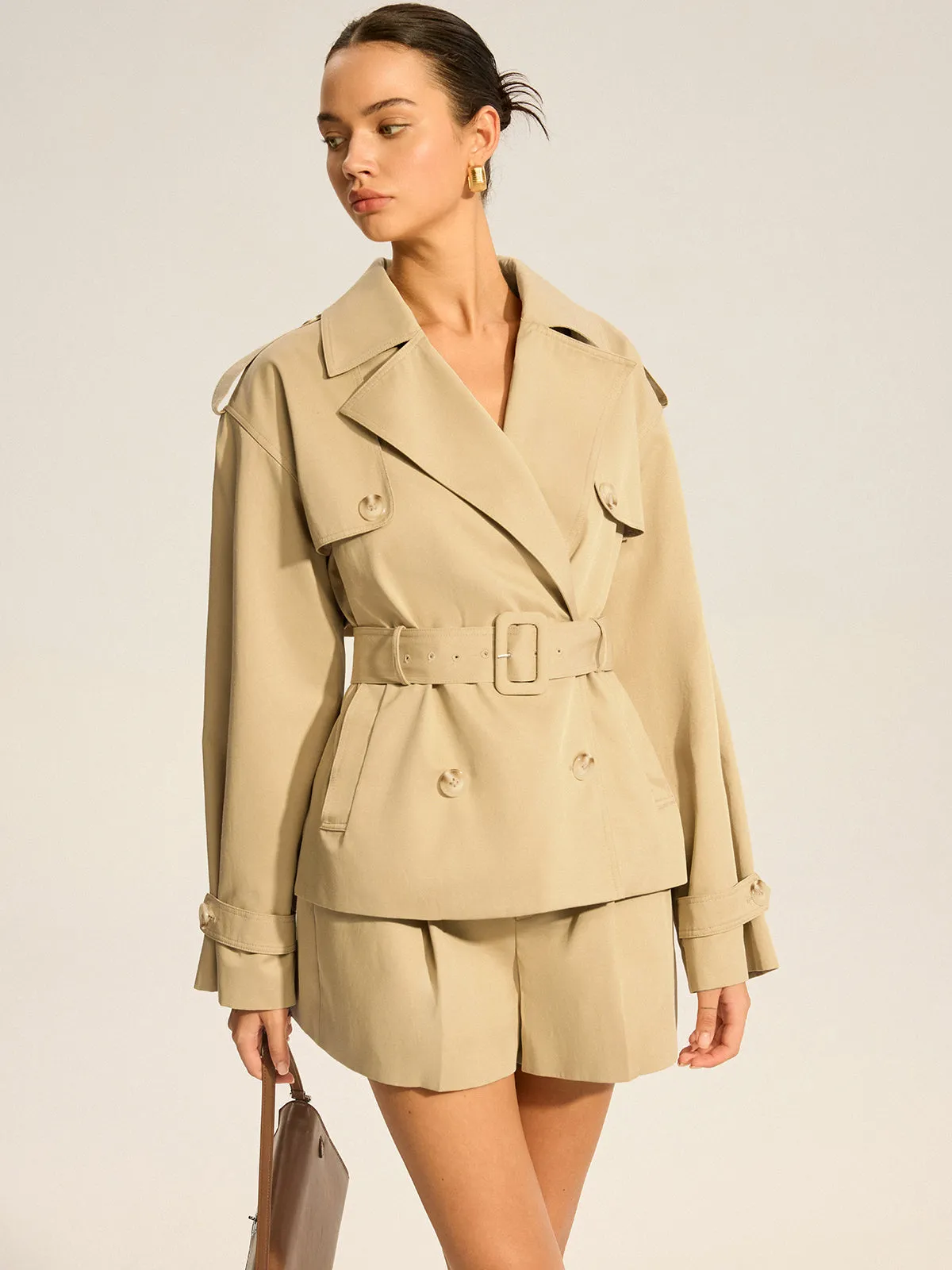 Cotton Blend Belted Double-Breasted Trench Coat sold by COMMENSE