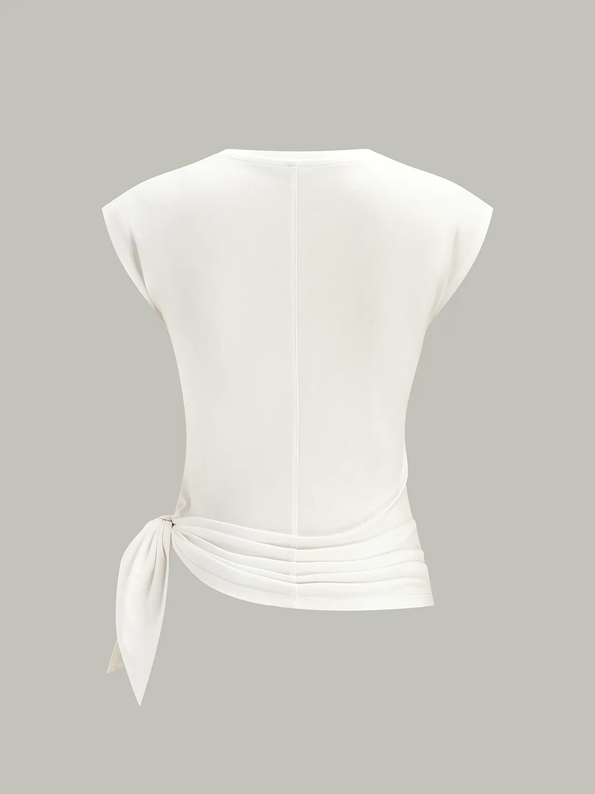 Cotton Blend Cap Sleeve Side-Tie T-Shirt sold by COMMENSE product image thumbnail 3