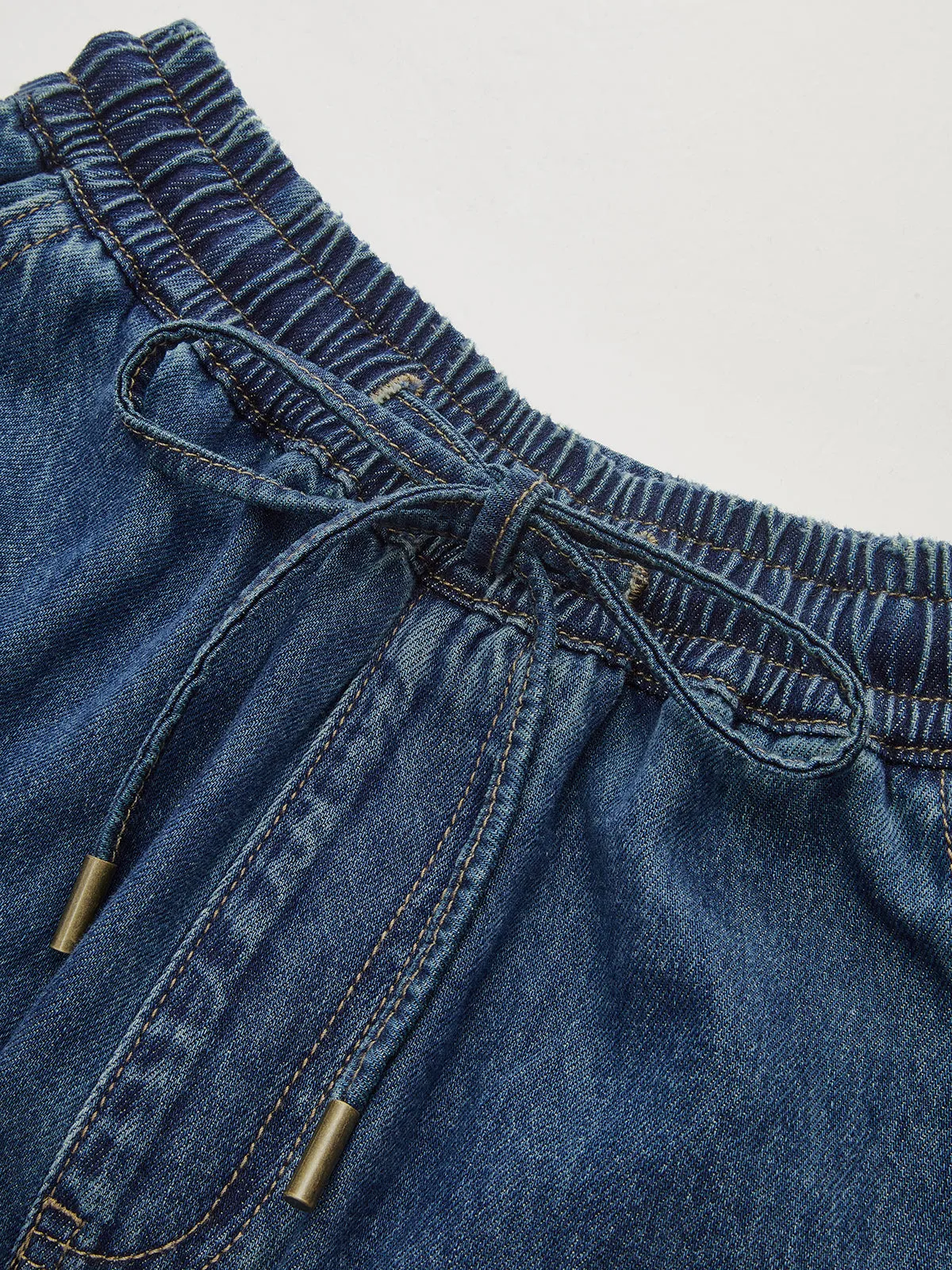 Denim Drawstring Waist Wide-Leg Pants sold by COMMENSE product image thumbnail 2