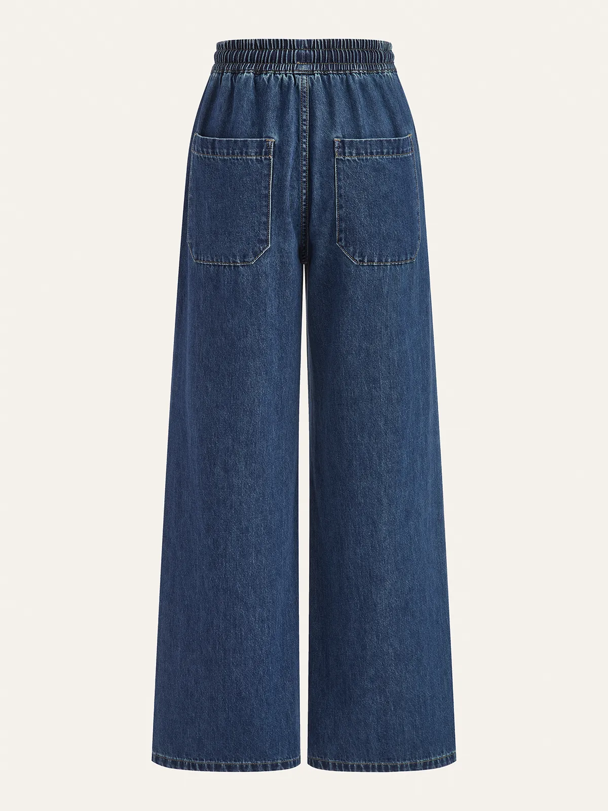 Denim Drawstring Waist Wide-Leg Pants sold by COMMENSE product image thumbnail 3
