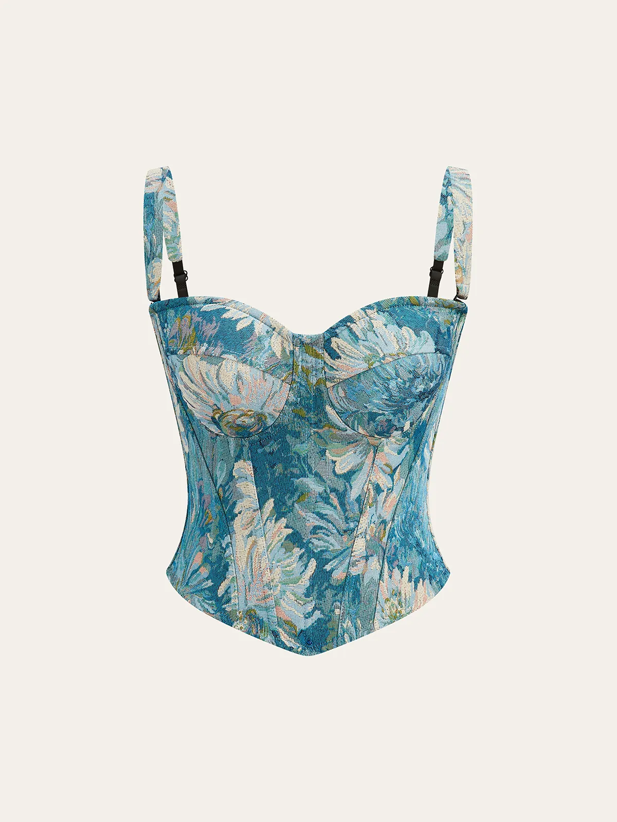 Floral Jacquard Corset Top sold by COMMENSE