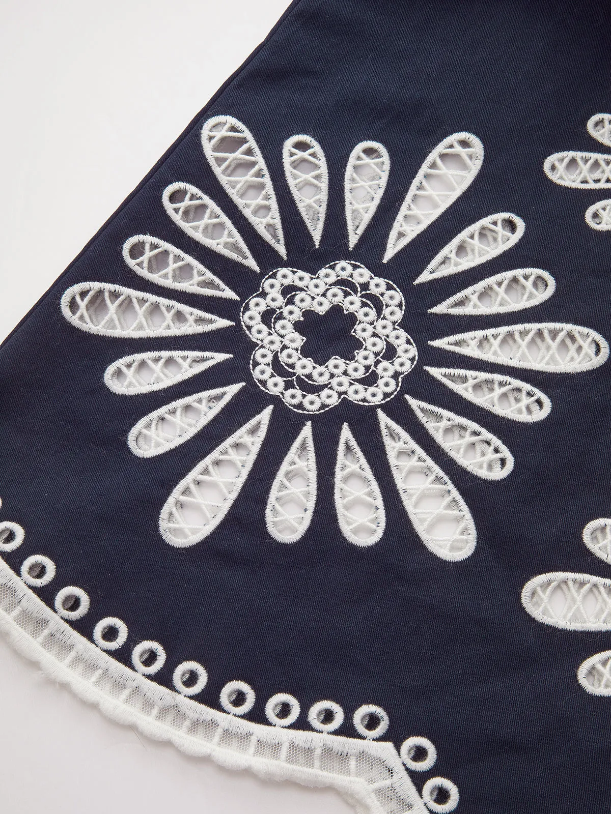 Floral Eyelet Embroidery Cotton Blend Pants sold by COMMENSE product image thumbnail 2