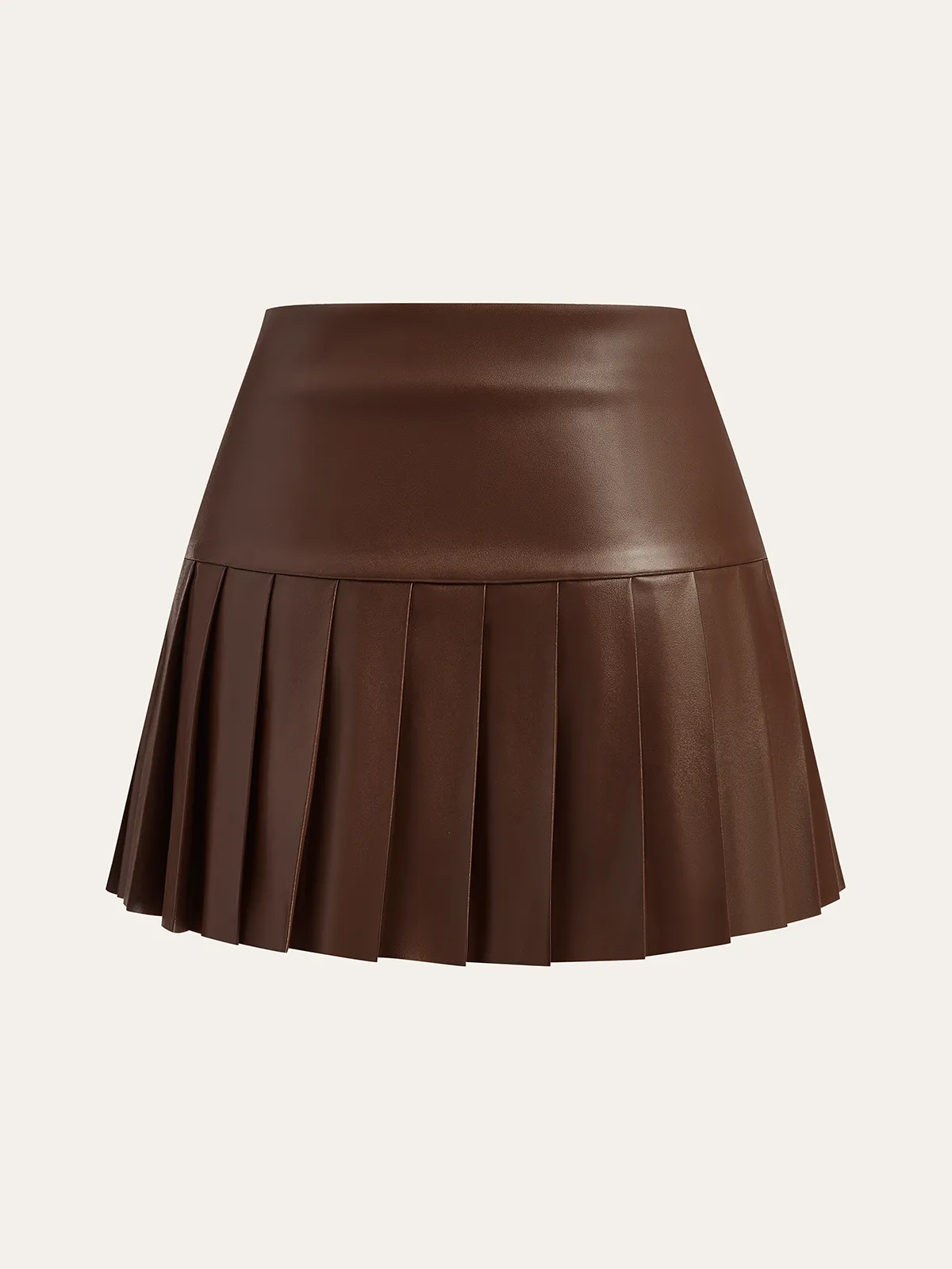 Faux Leather High-Waist Pleated Mini Skirt sold by COMMENSE product image thumbnail 3