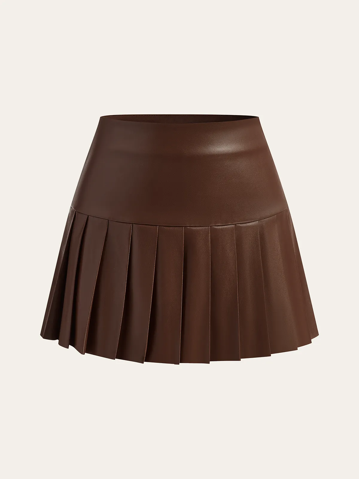 Faux Leather High-Waist Pleated Mini Skirt sold by COMMENSE