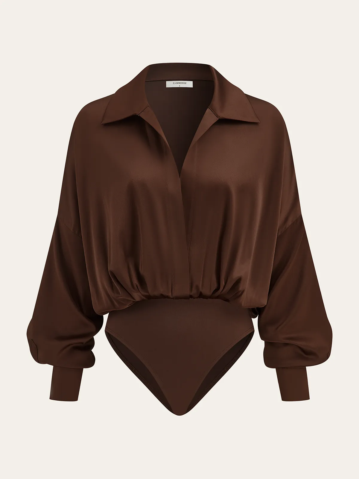 Satin Collared Long Sleeve Bodysuit sold by COMMENSE product image thumbnail 3