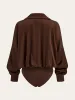 Satin Collared Long Sleeve Bodysuit sold by COMMENSE
