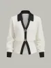 Contrast Trim Button Wool Blend Cardigan sold by COMMENSE