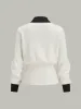 Contrast Trim Button Wool Blend Cardigan sold by COMMENSE