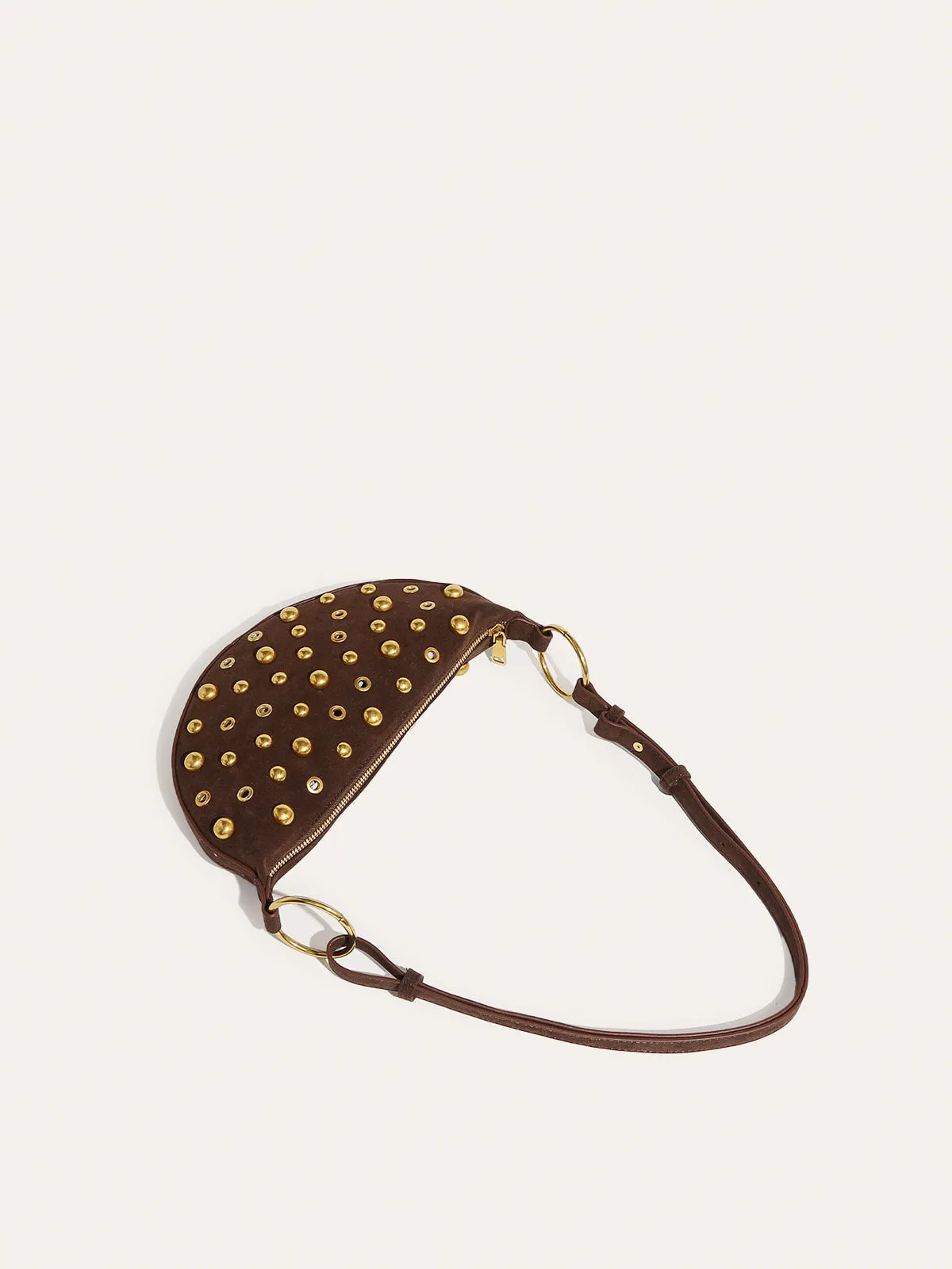 Suede Effect Studded Half-Moon Shoulder Bag sold by COMMENSE product image thumbnail 3