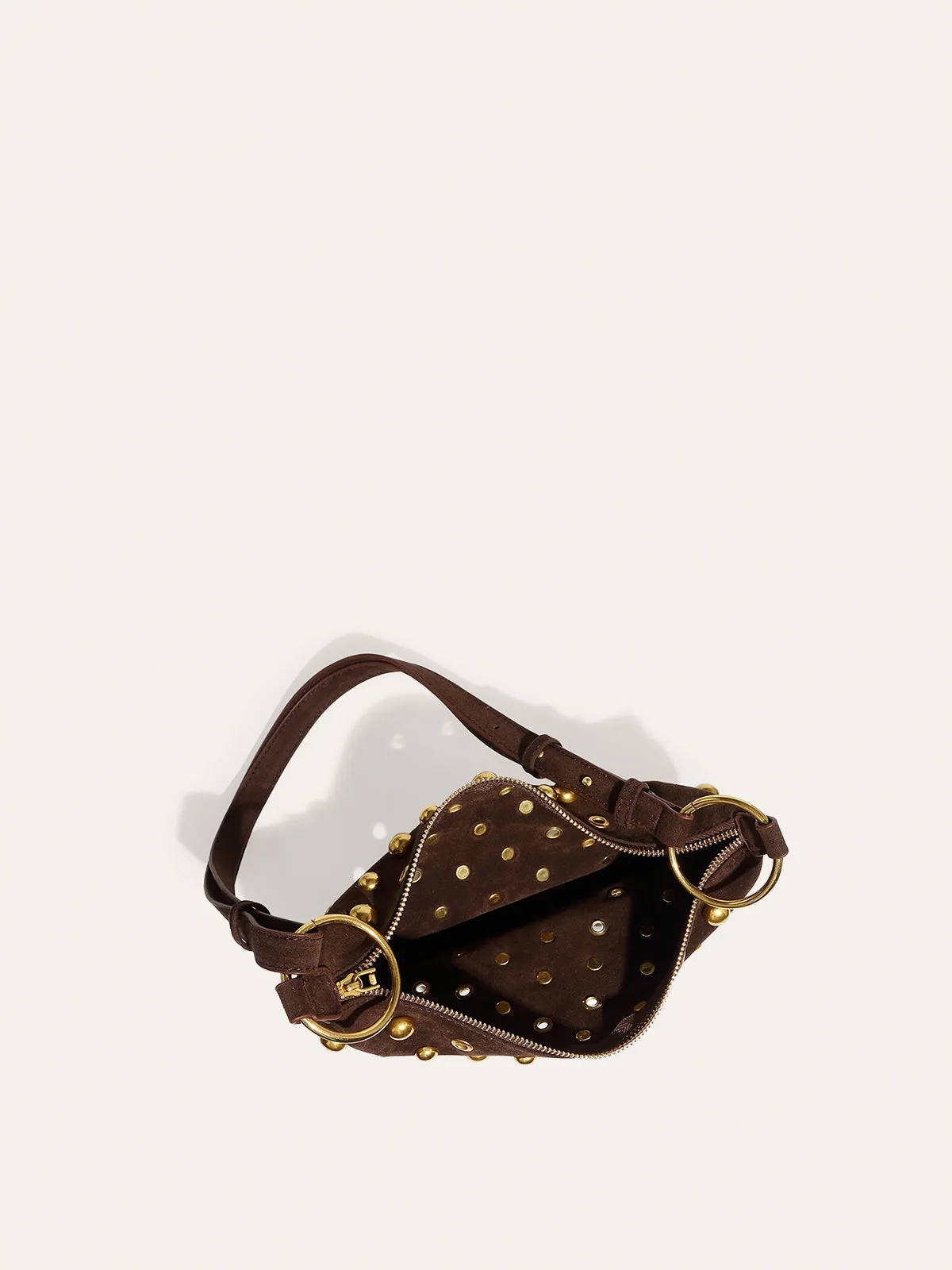 Suede Effect Studded Half-Moon Shoulder Bag sold by COMMENSE product image thumbnail 4