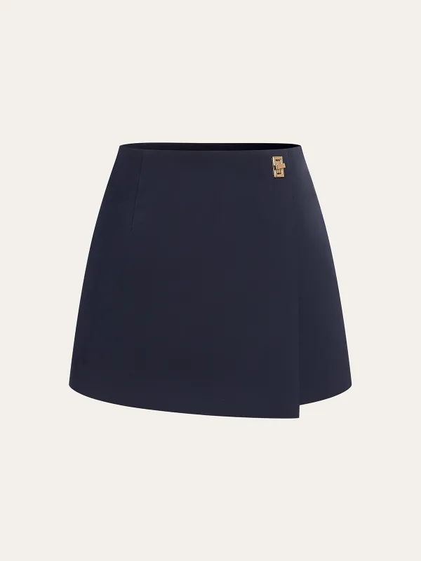 Metal Detail Asymmetric Skort sold by COMMENSE
