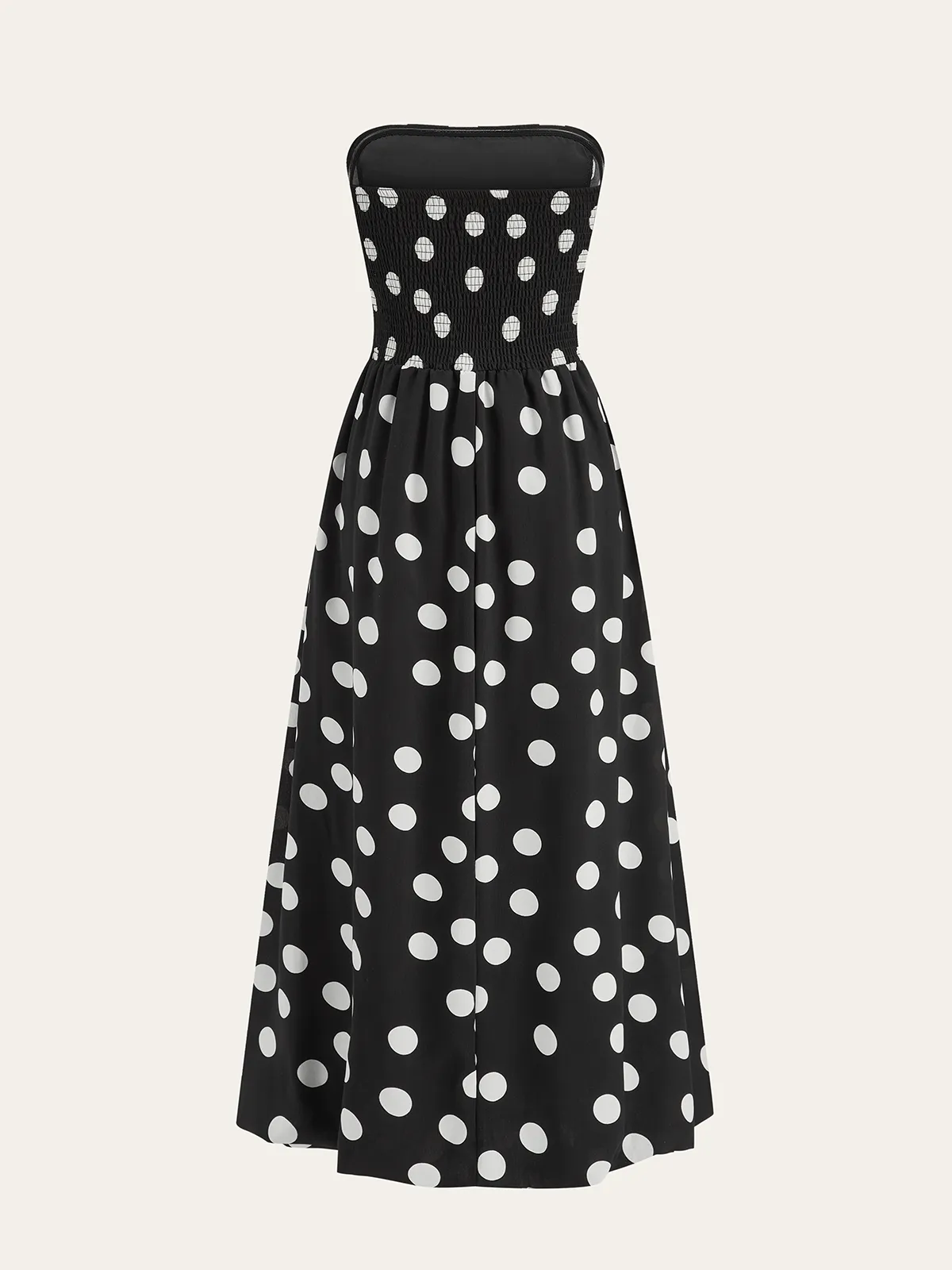 Strapless Polka Dot Ruched Maxi Dress sold by COMMENSE product image thumbnail 4