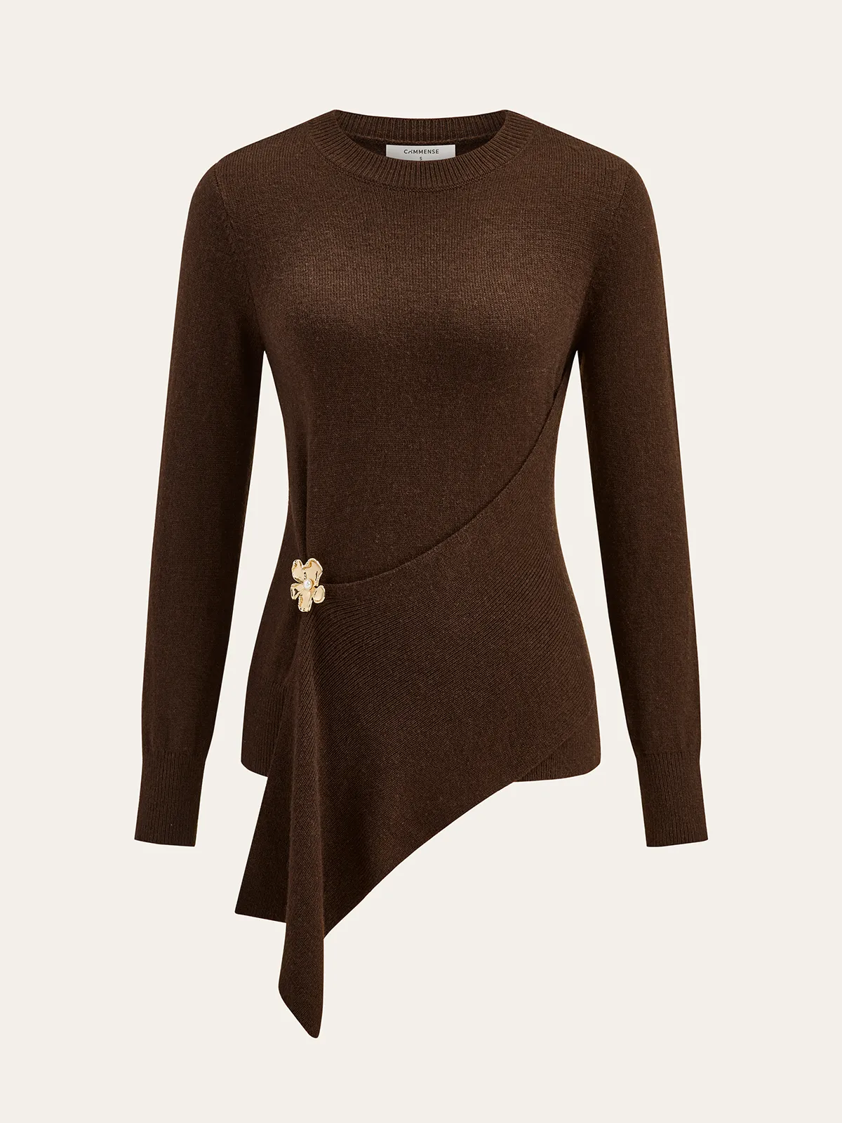 Metal Floral Wool Blend Asymmetric Sweater sold by COMMENSE