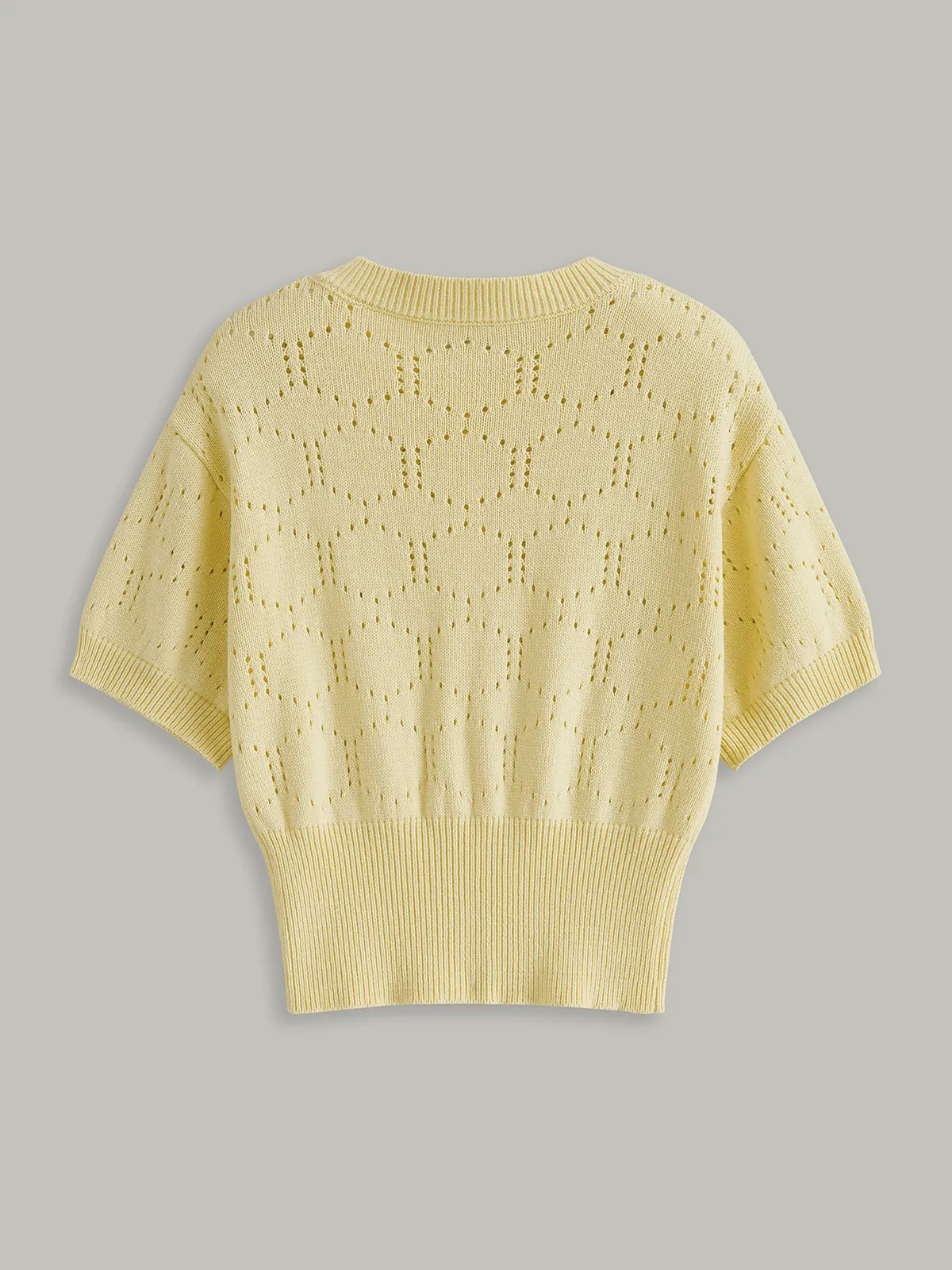 Eyelet Knit Short Sleeve Cardigan sold by COMMENSE product image thumbnail 2