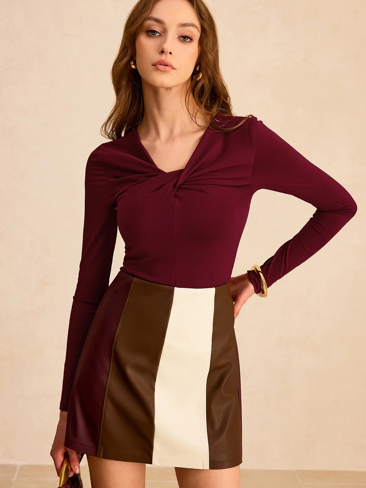 Twist Long Sleeve Blouse sold by COMMENSE