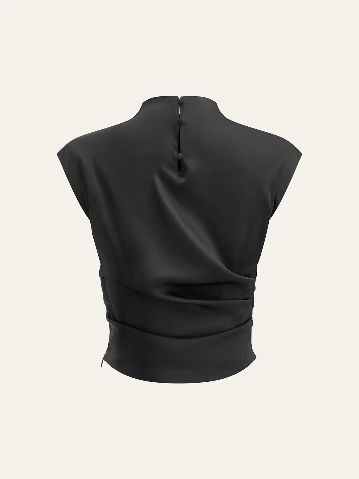 Mock Neck Cap Sleeve Ruched Top sold by COMMENSE product image thumbnail 5