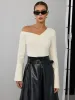 Asymmetric Off-Shoulder Bell-Sleeve Top sold by COMMENSE