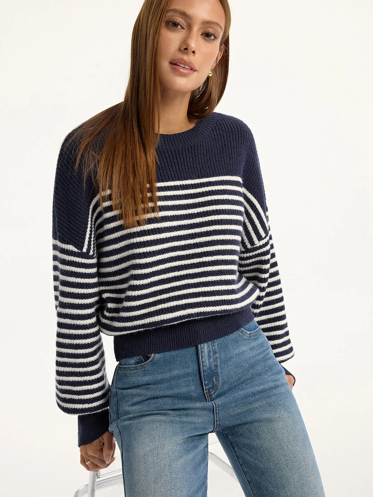 Stripped Ribbed Sweater sold by COMMENSE product image thumbnail 5