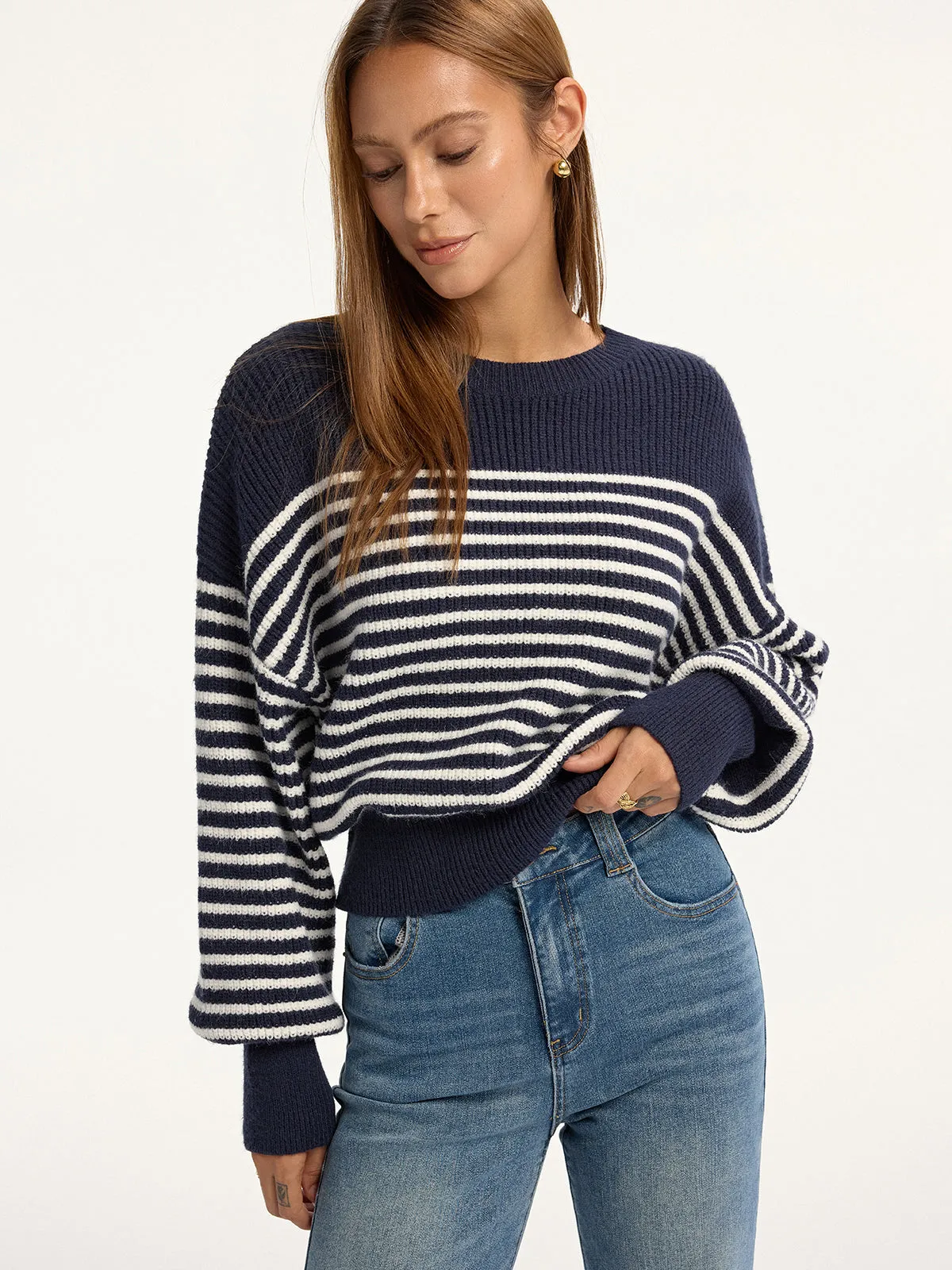 Stripped Ribbed Sweater sold by COMMENSE product image thumbnail 2