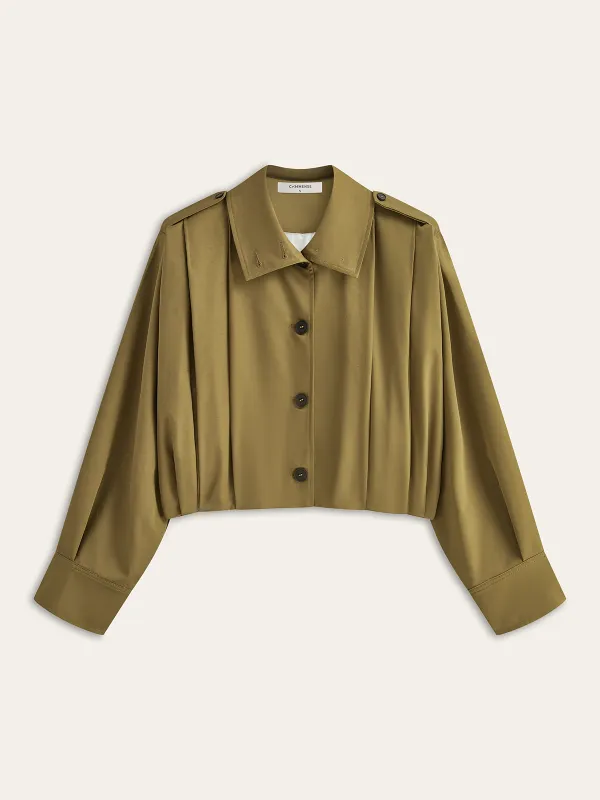 Pleated Cropped Trench Coat sold by COMMENSE