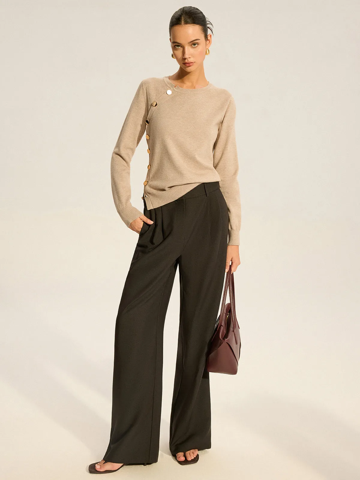 Asymmetric Button Knit Top sold by COMMENSE product image thumbnail 2