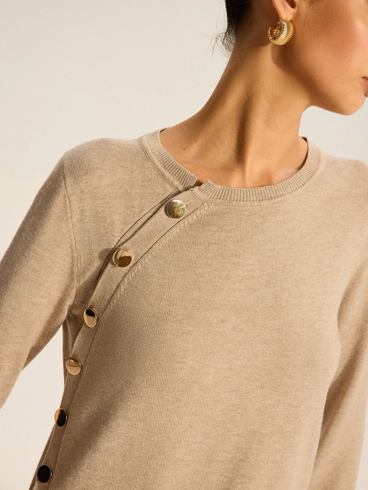 Asymmetric Button Knit Top sold by COMMENSE product image thumbnail 3