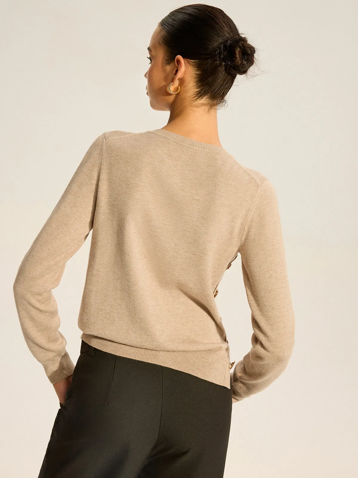 Asymmetric Button Knit Top sold by COMMENSE product image thumbnail 4