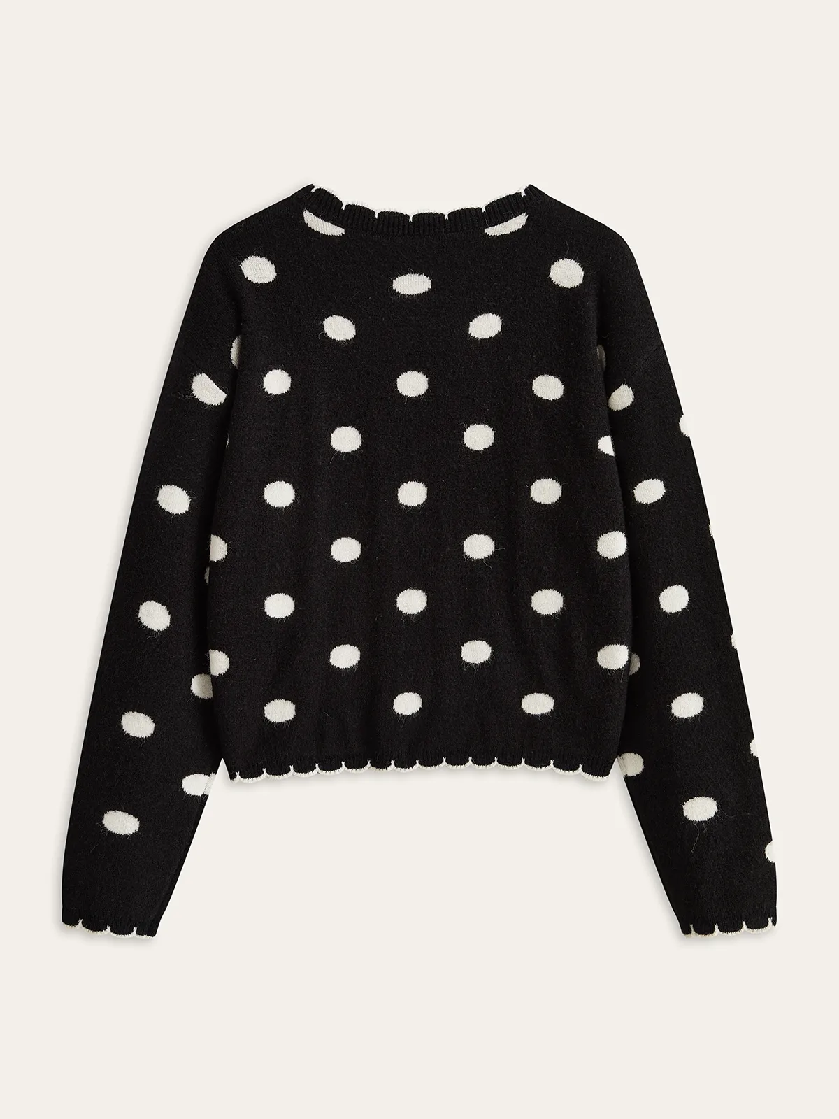 Scalloped Trim Polka Dot Knit Cardigan sold by COMMENSE product image thumbnail 2