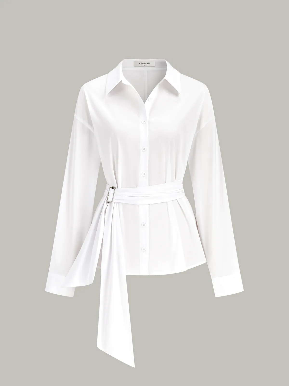 Tie-Waist Button-Down Shirt sold by COMMENSE product image thumbnail 2