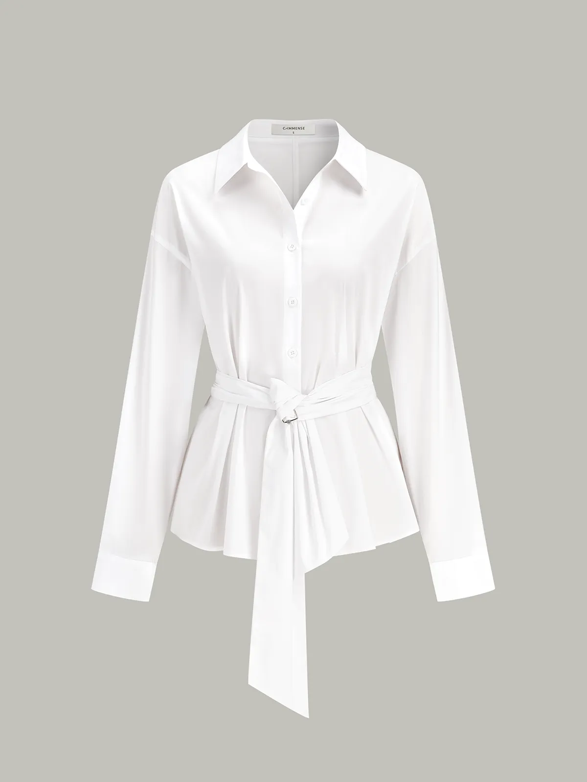 Tie-Waist Button-Down Shirt sold by COMMENSE product image thumbnail 3
