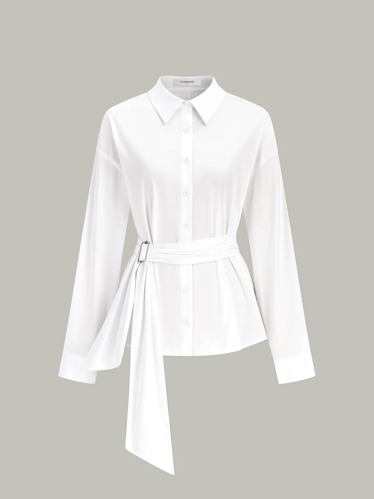 Tie-Waist Button-Down Shirt sold by COMMENSE