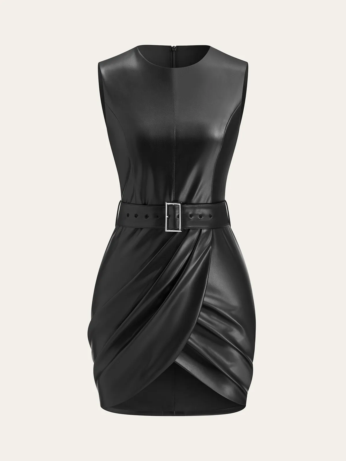 Faux Leather Sleeveless Dress with Belt sold by COMMENSE product image thumbnail 2