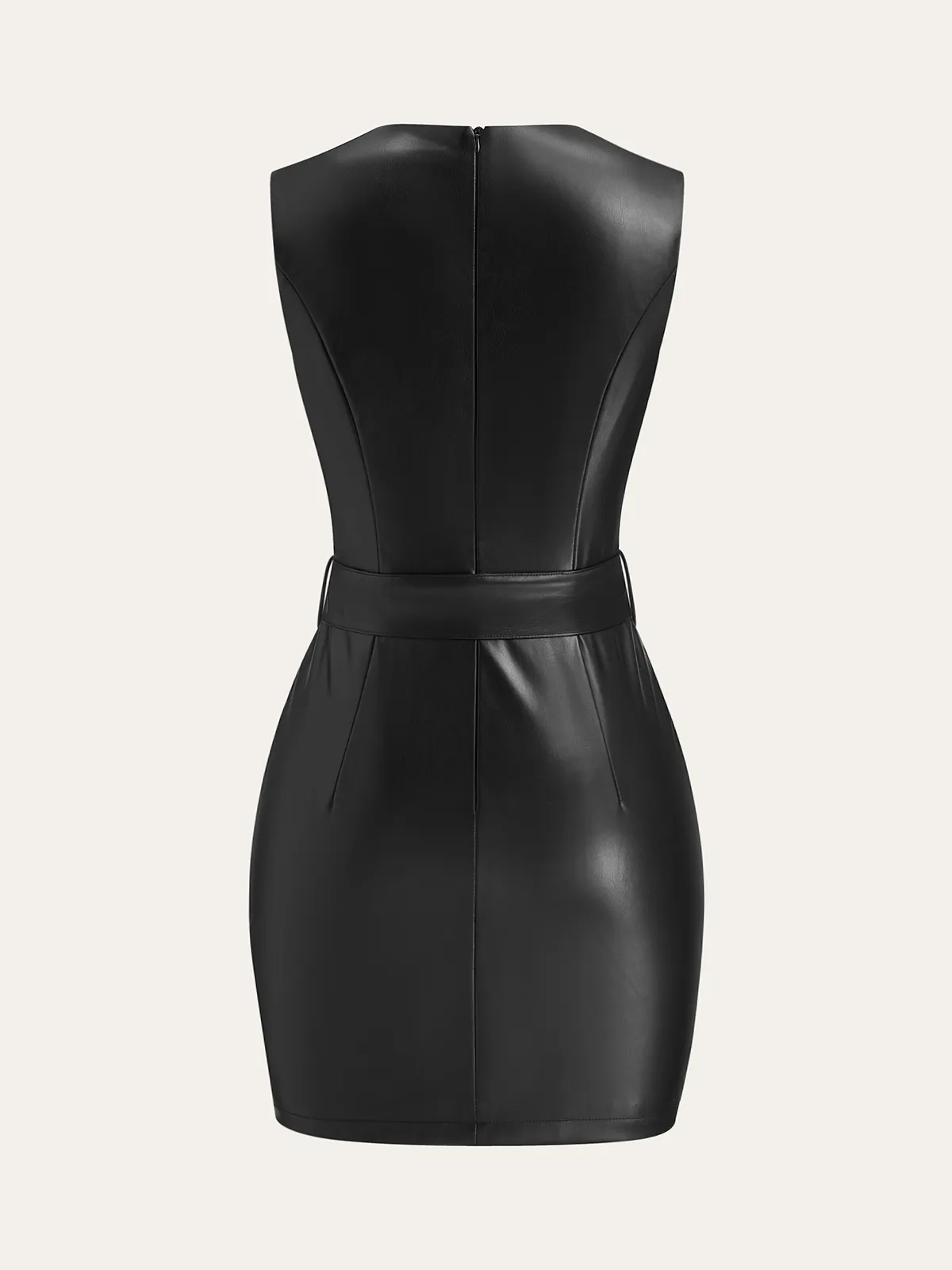 Faux Leather Sleeveless Dress with Belt sold by COMMENSE product image thumbnail 3