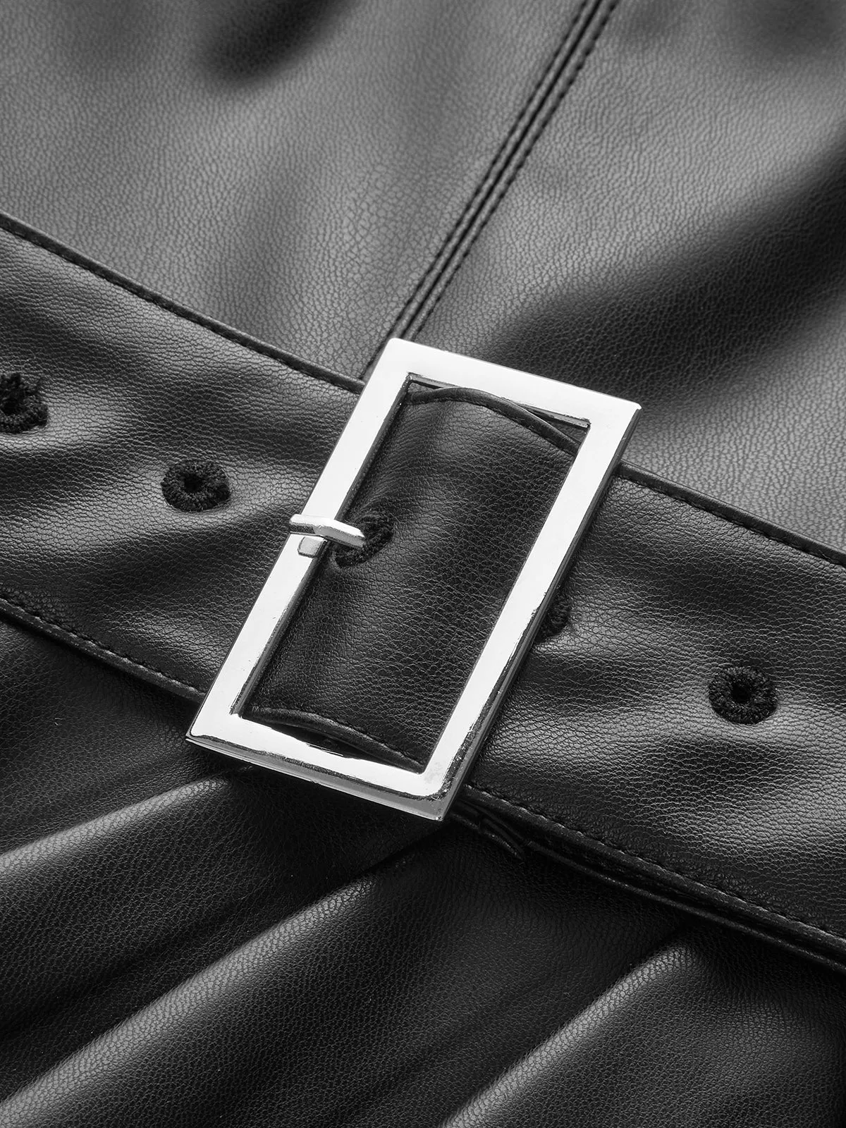 Faux Leather Sleeveless Dress with Belt sold by COMMENSE product image thumbnail 4