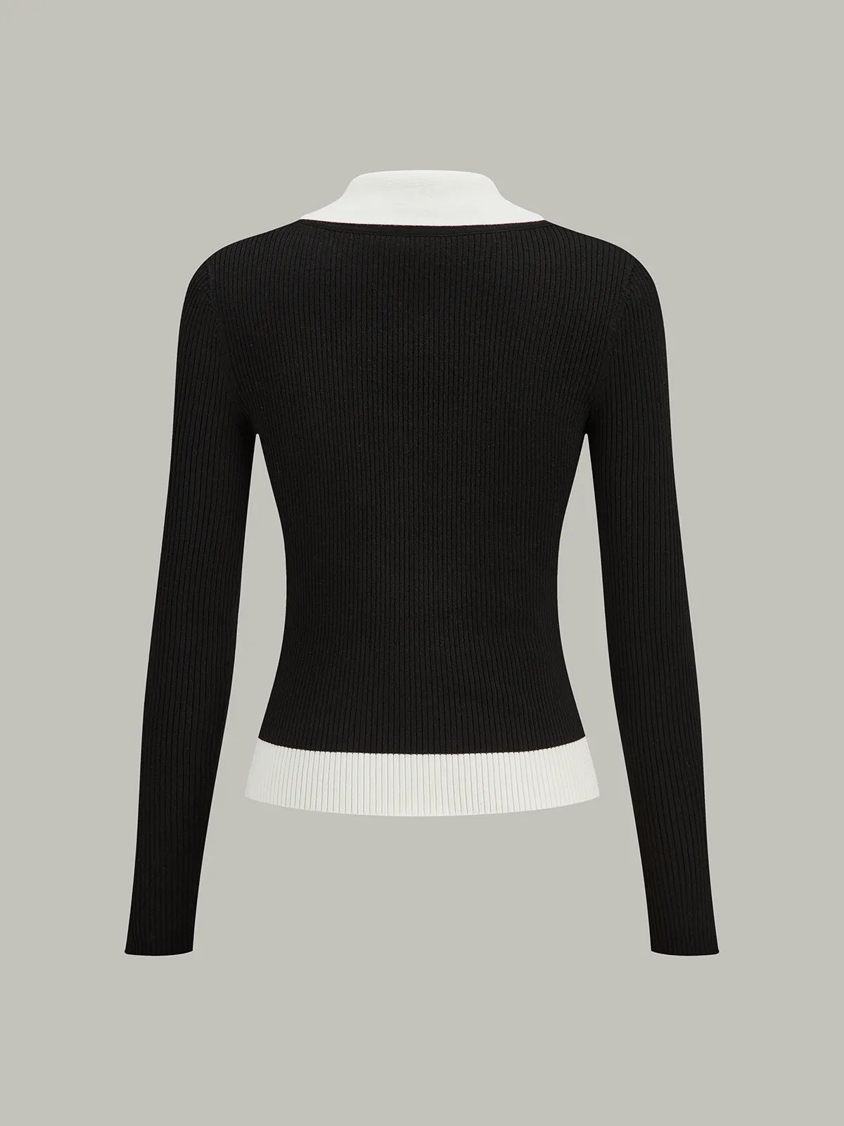 Contrast Trim Collared Knit Cardigan sold by COMMENSE product image thumbnail 2