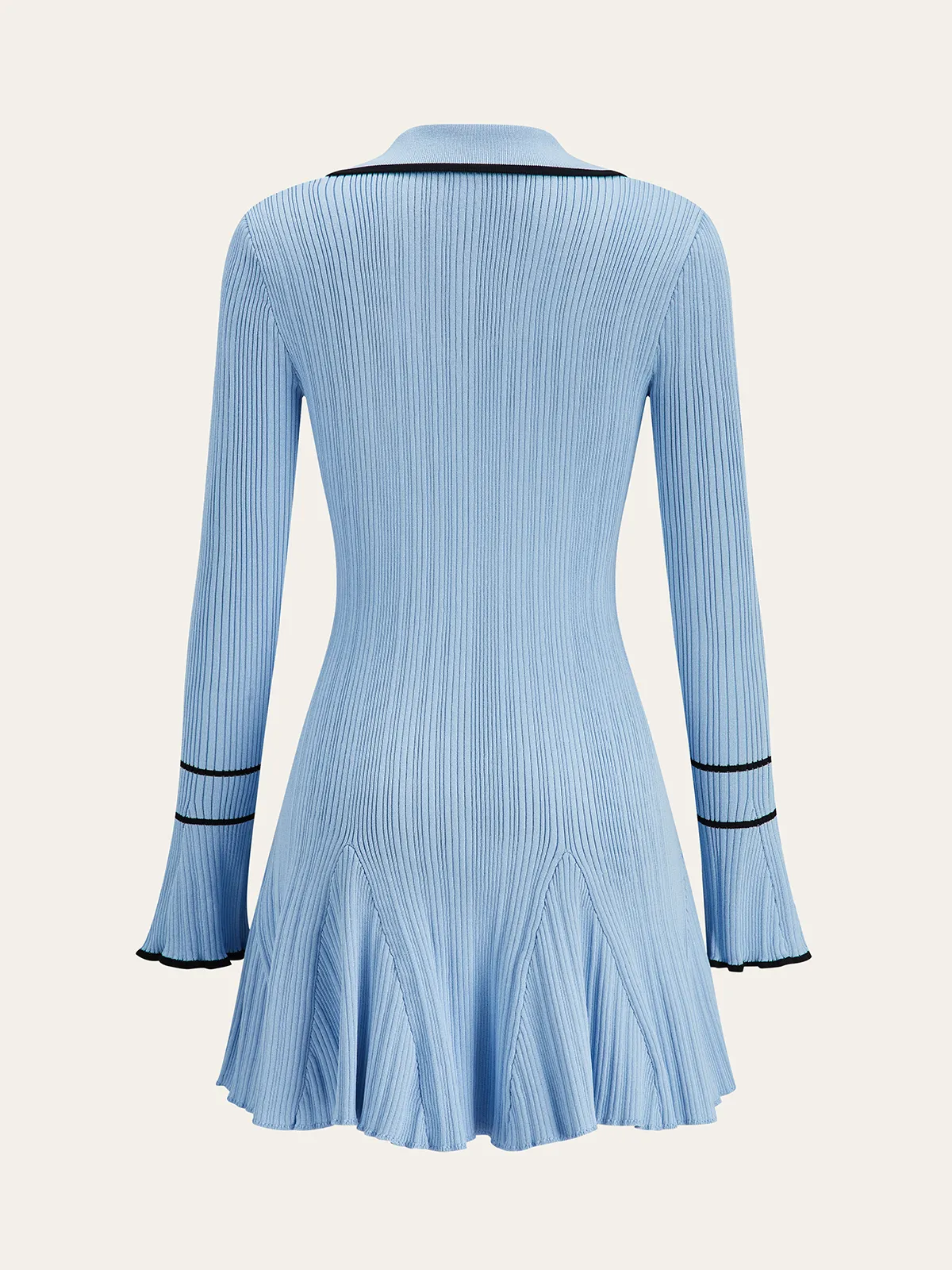 Contrast Trim Lapel Knit Dress sold by COMMENSE product image thumbnail 2