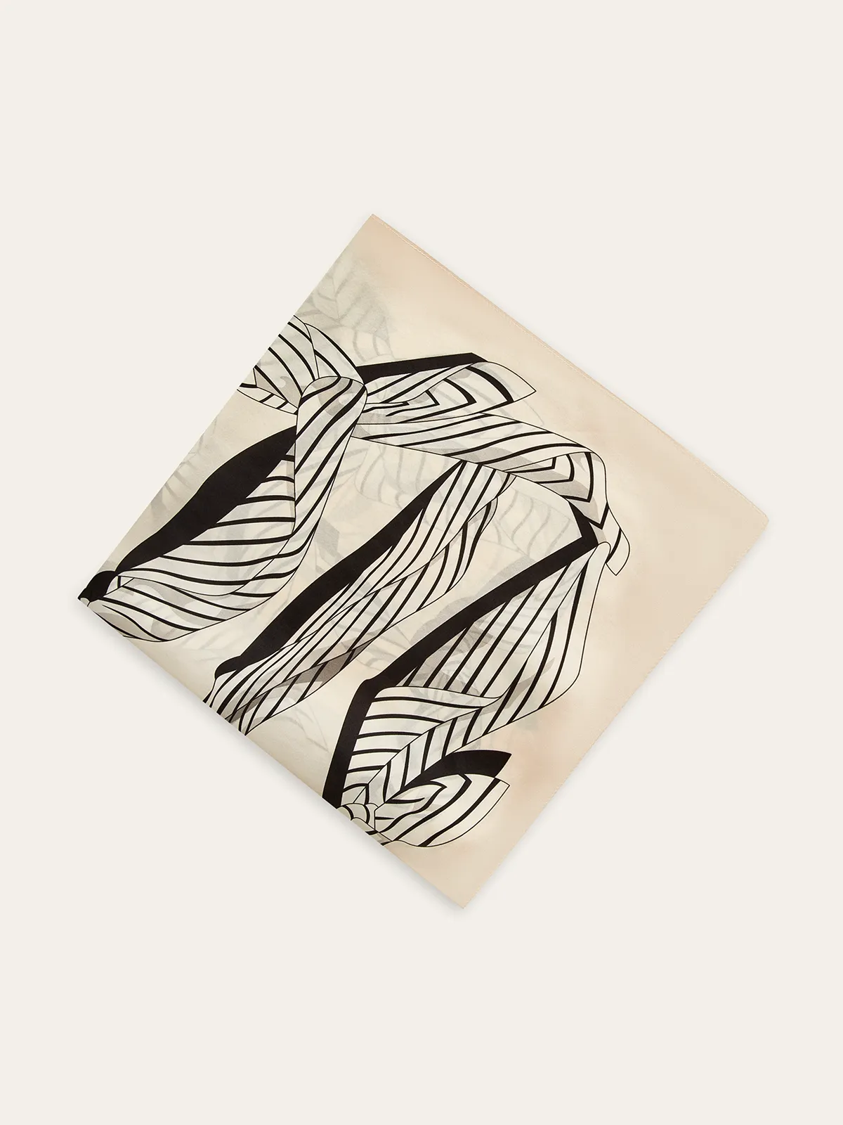 Striped Ribbon Print Silk Scarf sold by COMMENSE product image thumbnail 3
