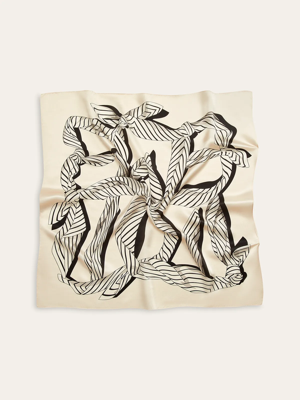 Striped Ribbon Print Silk Scarf sold by COMMENSE