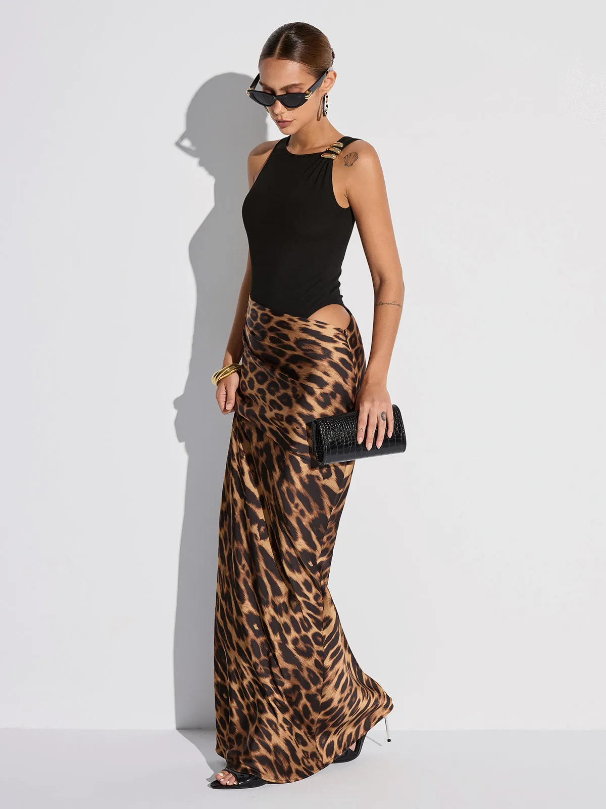 Leopard Print Cut-Out Maxi Dress sold by COMMENSE product image thumbnail 4