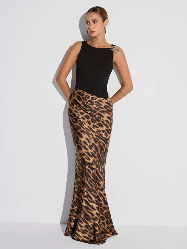 Leopard Print Cut-Out Maxi Dress sold by COMMENSE