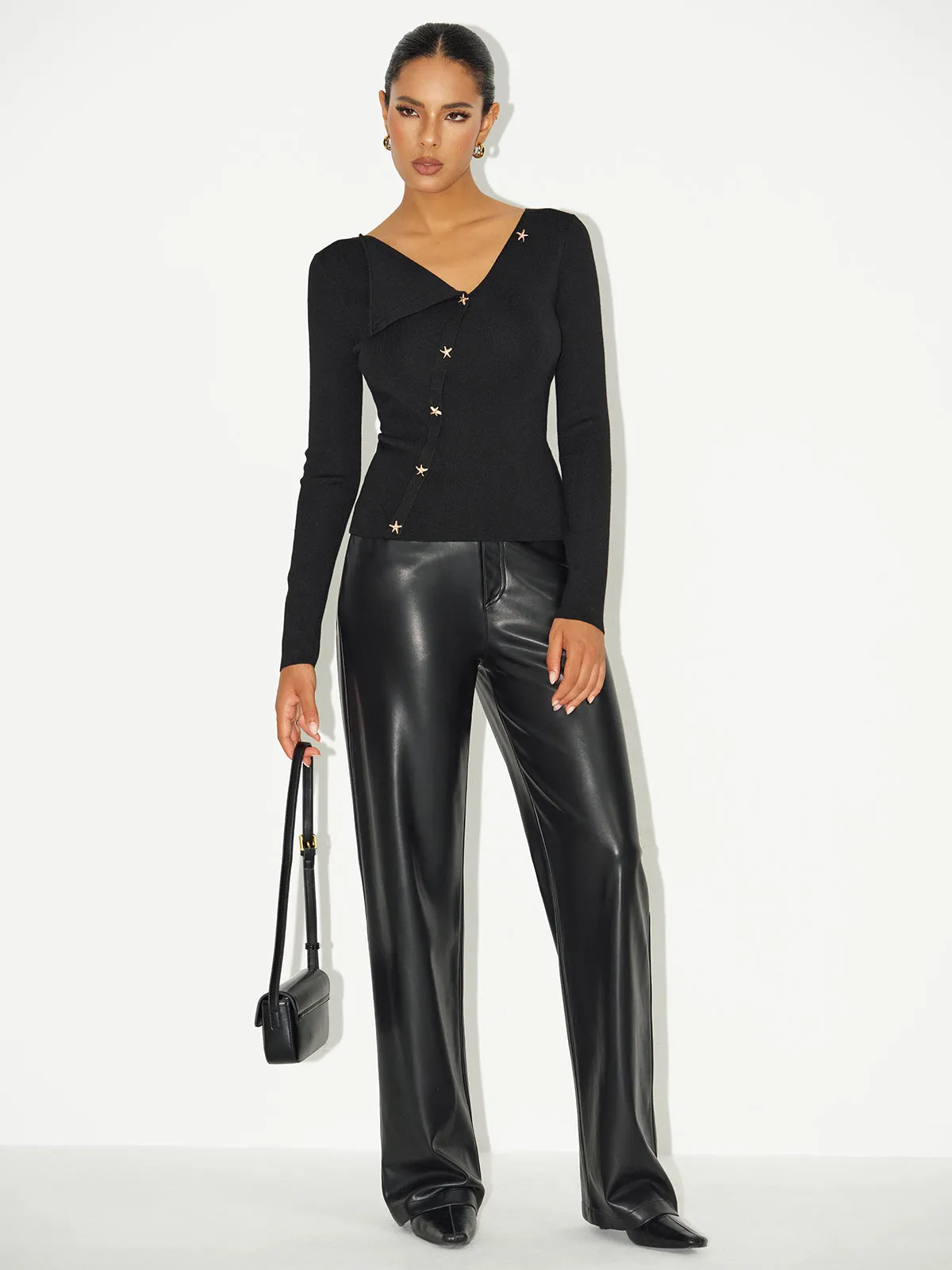 Asymmetric Star-Button Knit Top sold by COMMENSE product image thumbnail 3